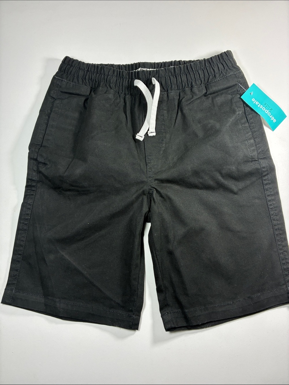 NWT Aeropostale Black Athletic Drawstring Shorts with White Cord, size 10